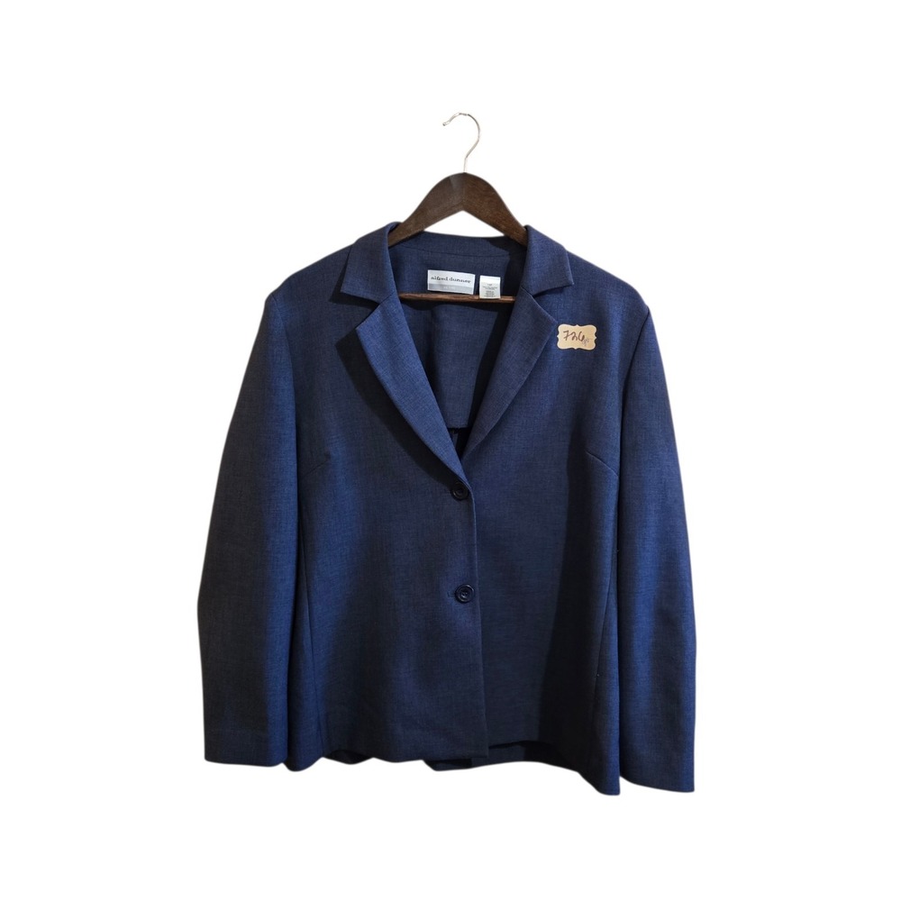 Alfred‎ Dunner Women's Blazer Size 18P 2 Button Dark Blue Long Sleeve Jacket